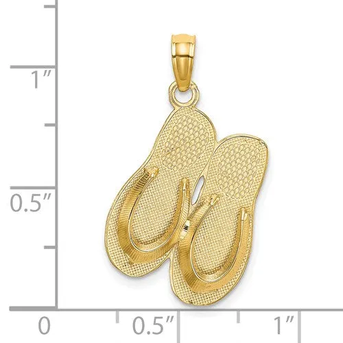 14k 3-D HAWAII ALOHA DOUBLE FLIP-FLOP PENDANT