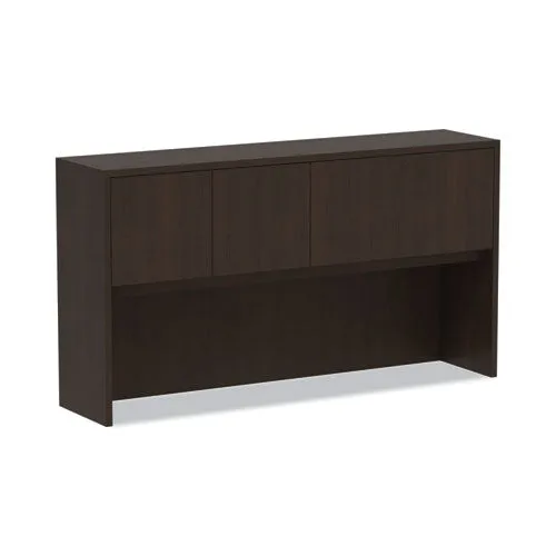 Alera Valencia Series Hutch With Doors, 4 Compartments, 64.75w X 15d X 35.38h, Espresso
