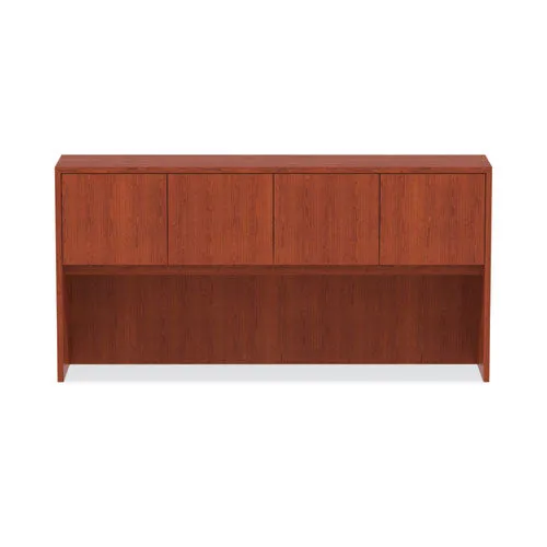 Alera Valencia Series Hutch With Doors, 4 Compartments, 70.63w X 15d X 35.38h, Medium Cherry
