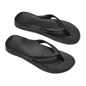 Arch support flip flops in black