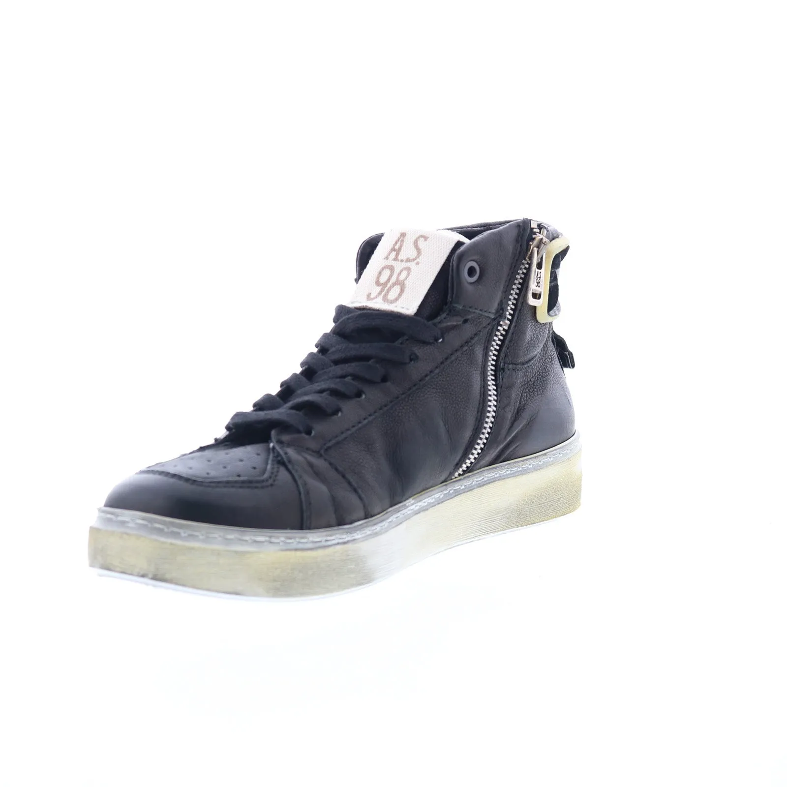 A.S. 98 Folie Mens Blue Leather Zipper Lifestyle Sneakers Shoes
