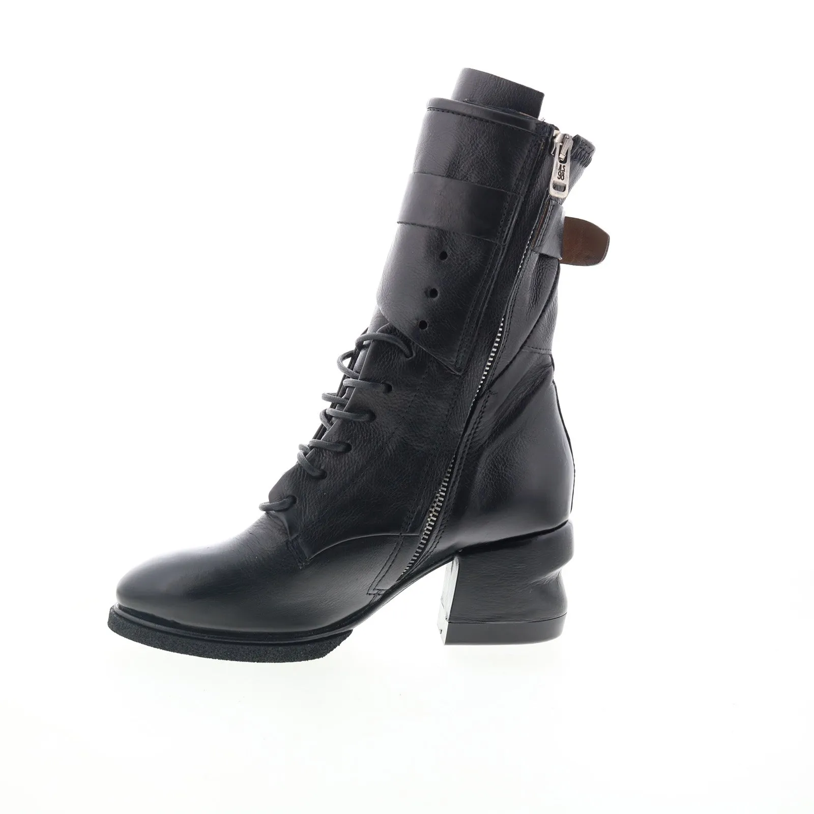 A.S. 98 Layne Womens Black Leather Zipper Casual Dress Boots