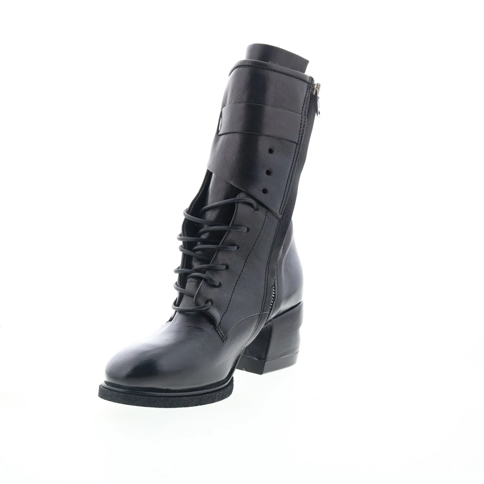 A.S. 98 Layne Womens Black Leather Zipper Casual Dress Boots
