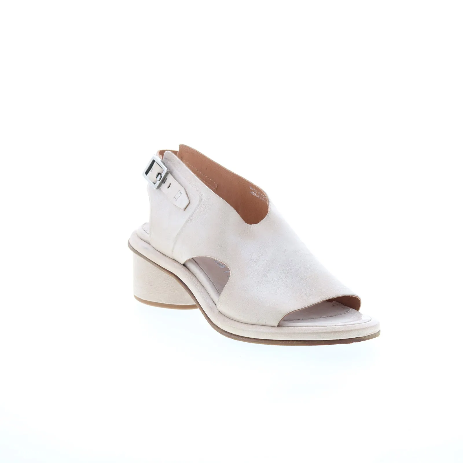 A.S. 98 Lucca Womens Beige Leather Hook & Loop Heeled Sandals Shoes