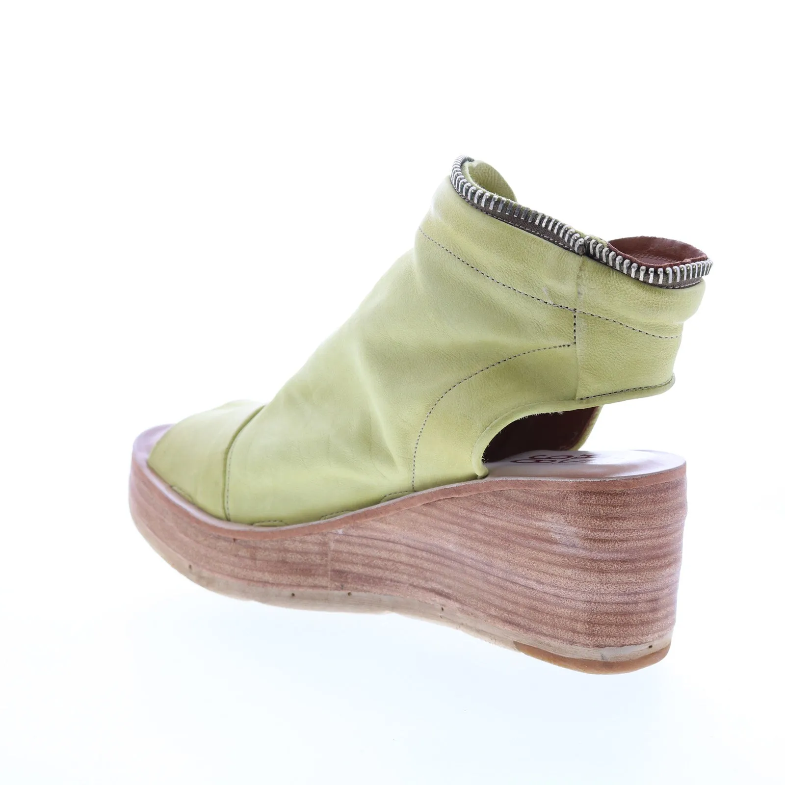 A.S. 98 Naylor 528052-501 Womens Green Leather Zipper Sandals Wedges Shoes