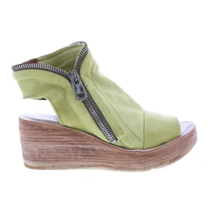 A.S. 98 Naylor 528052-501 Womens Green Leather Zipper Sandals Wedges Shoes