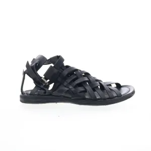 A.S. 98 Ralston Womens Black Leather Hook & Loop Strap Sandals Shoes