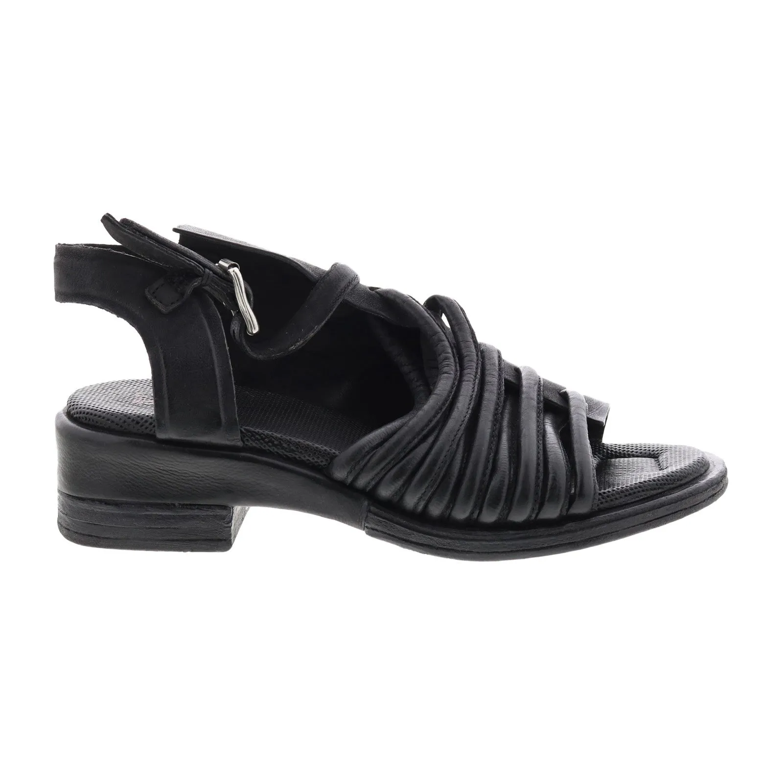 A.S. 98 Simmy A70002-101 Womens Black Leather Hook & Loop Strap Heels Shoes