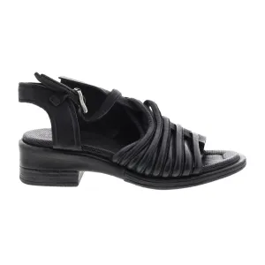 A.S. 98 Simmy A70002-101 Womens Black Leather Hook & Loop Strap Heels Shoes