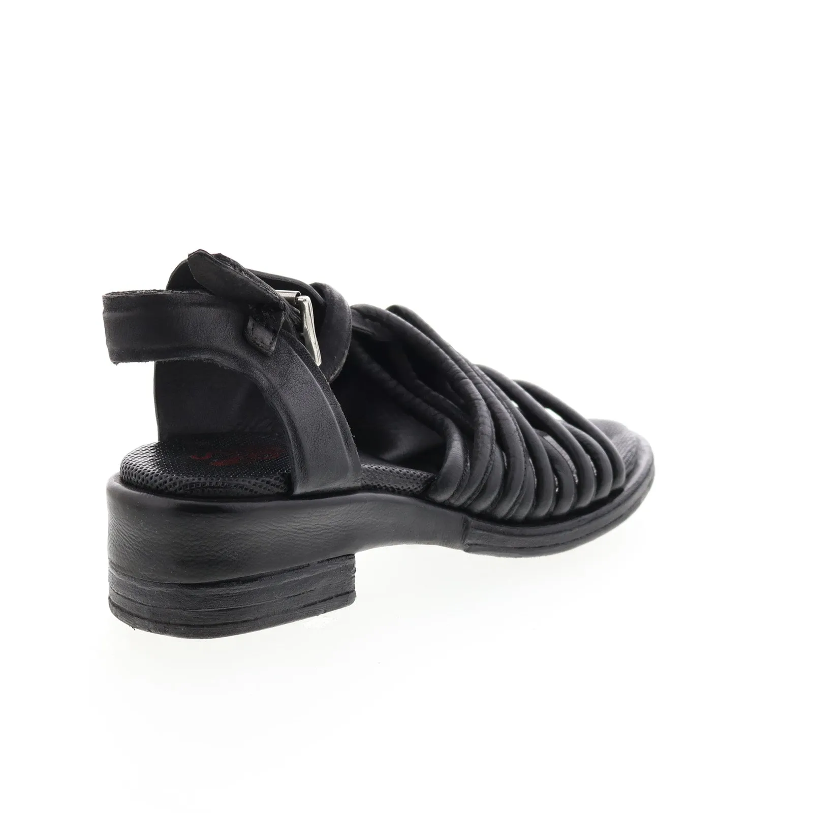 A.S. 98 Simmy A70002-101 Womens Black Leather Hook & Loop Strap Heels Shoes