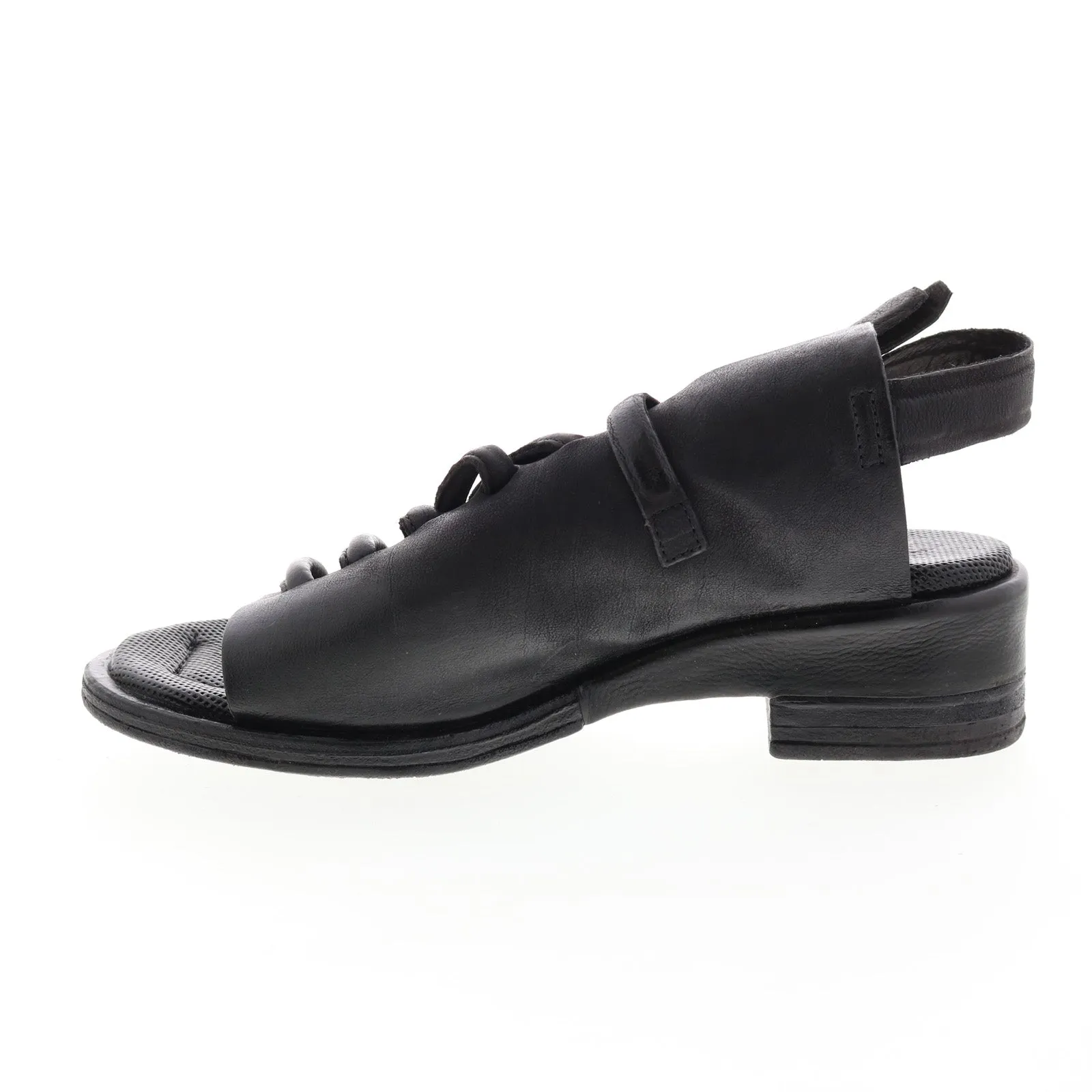 A.S. 98 Simmy A70002-101 Womens Black Leather Hook & Loop Strap Heels Shoes