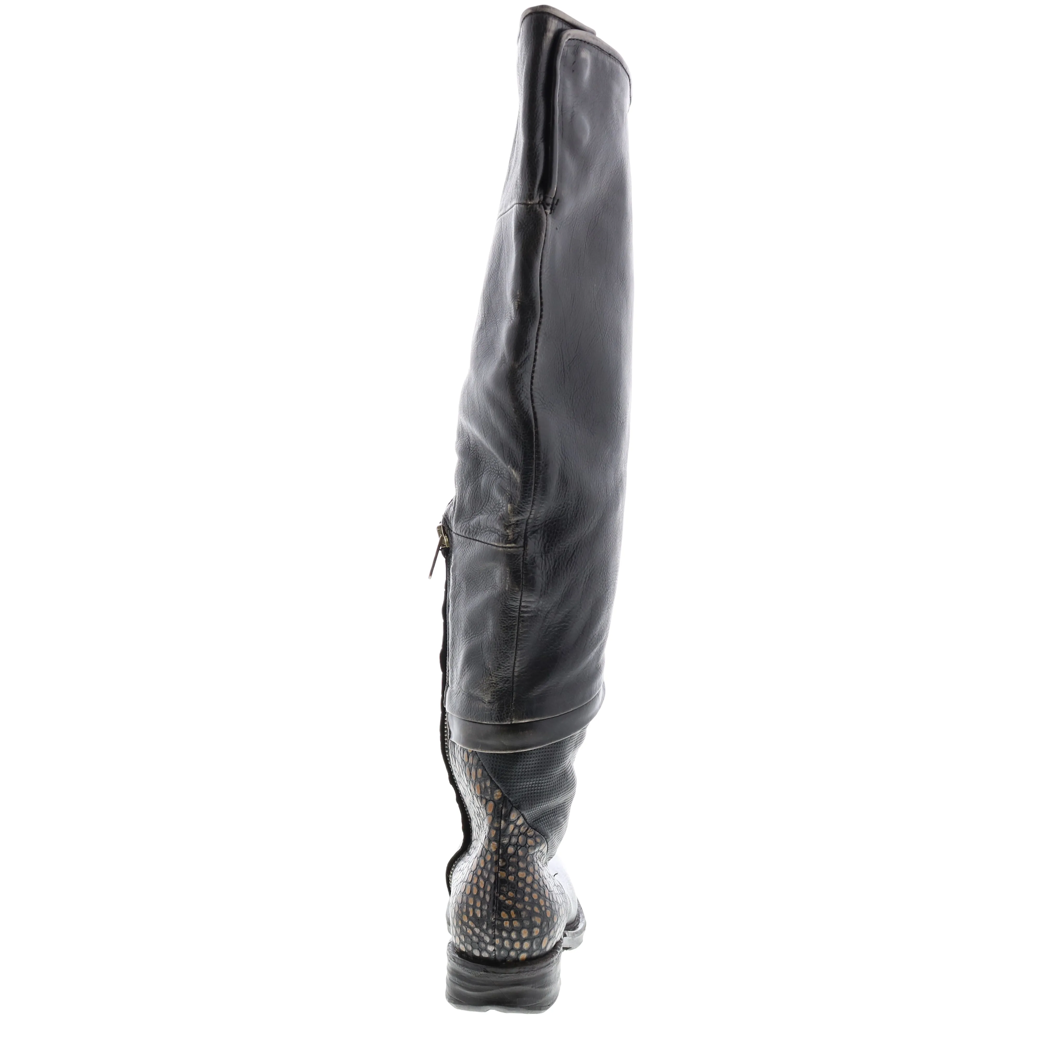 A.S. 98 Sonny A50310-203 Womens Black Leather Zipper Knee High Boots