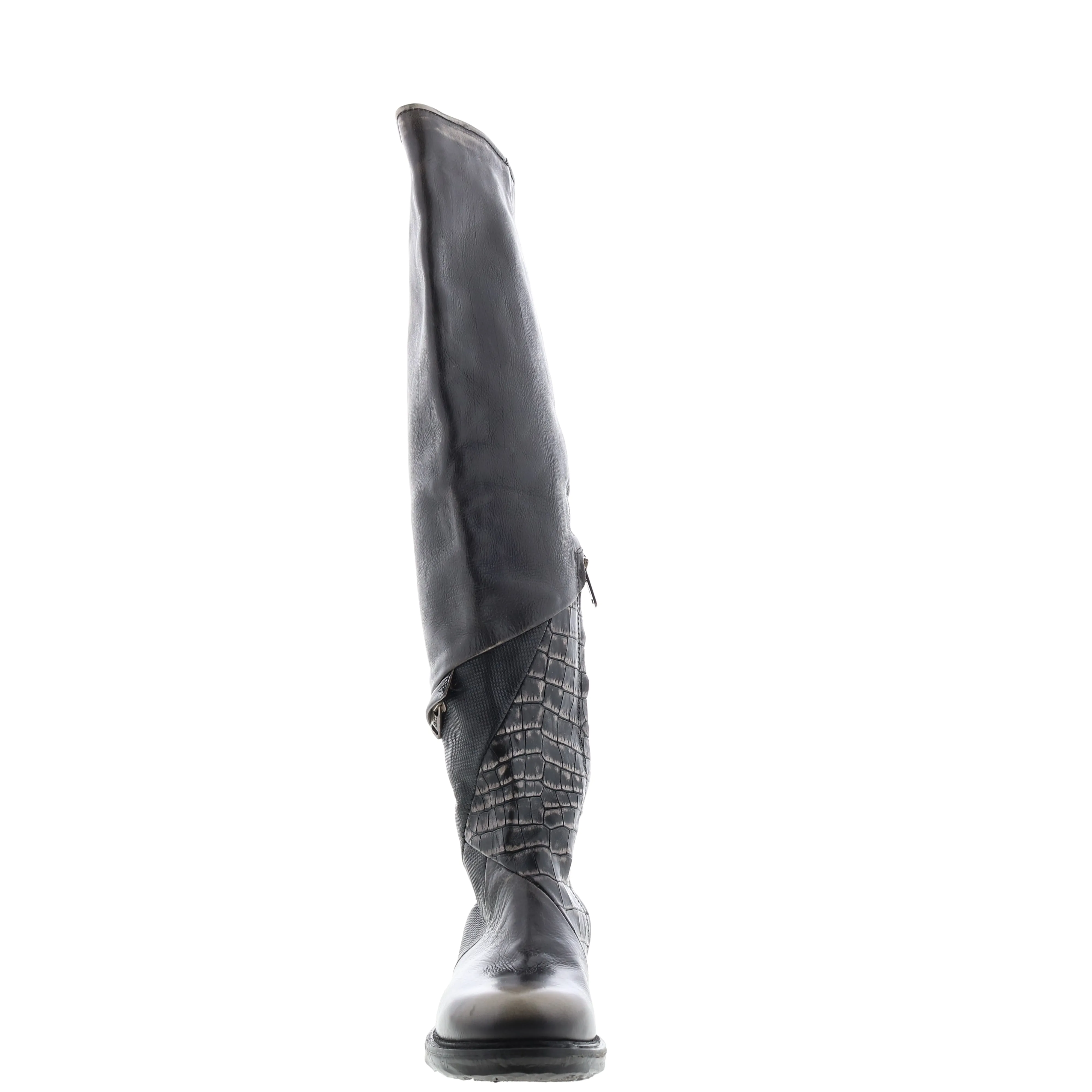 A.S. 98 Sonny A50310-203 Womens Black Leather Zipper Knee High Boots