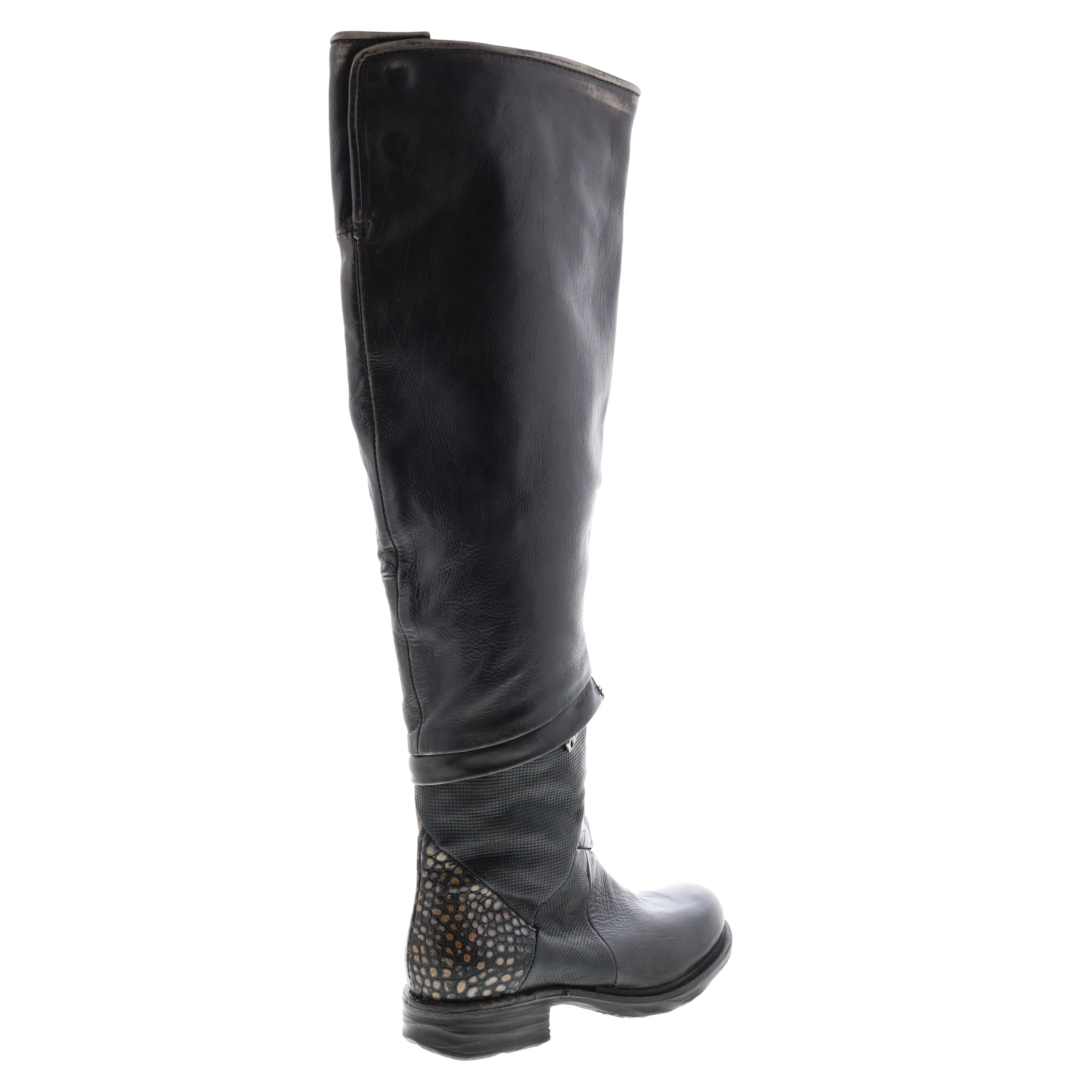 A.S. 98 Sonny A50310-203 Womens Black Leather Zipper Knee High Boots