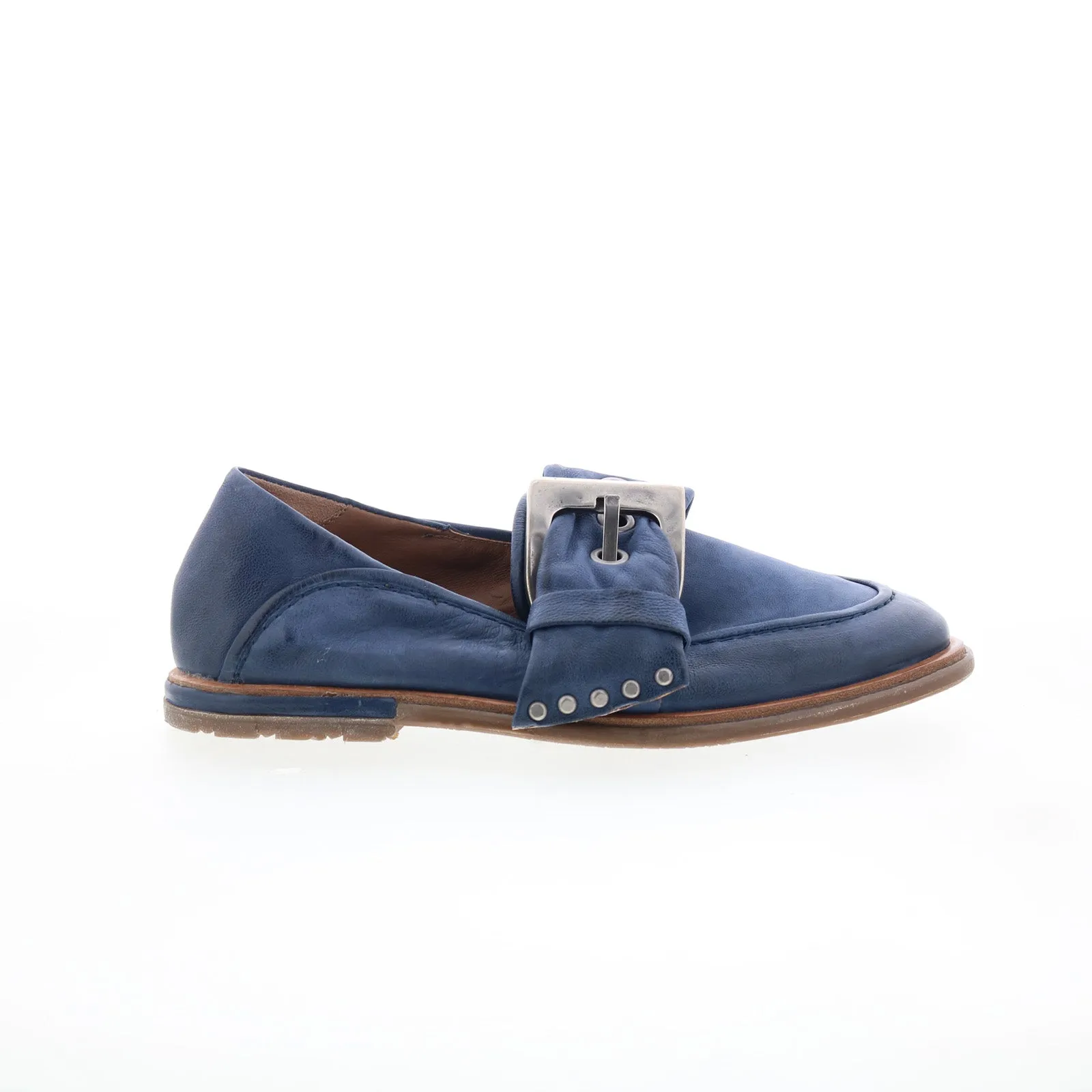 A.S. 98 Thaine Womens Blue Leather Hook & Loop Loafer Flats Shoes