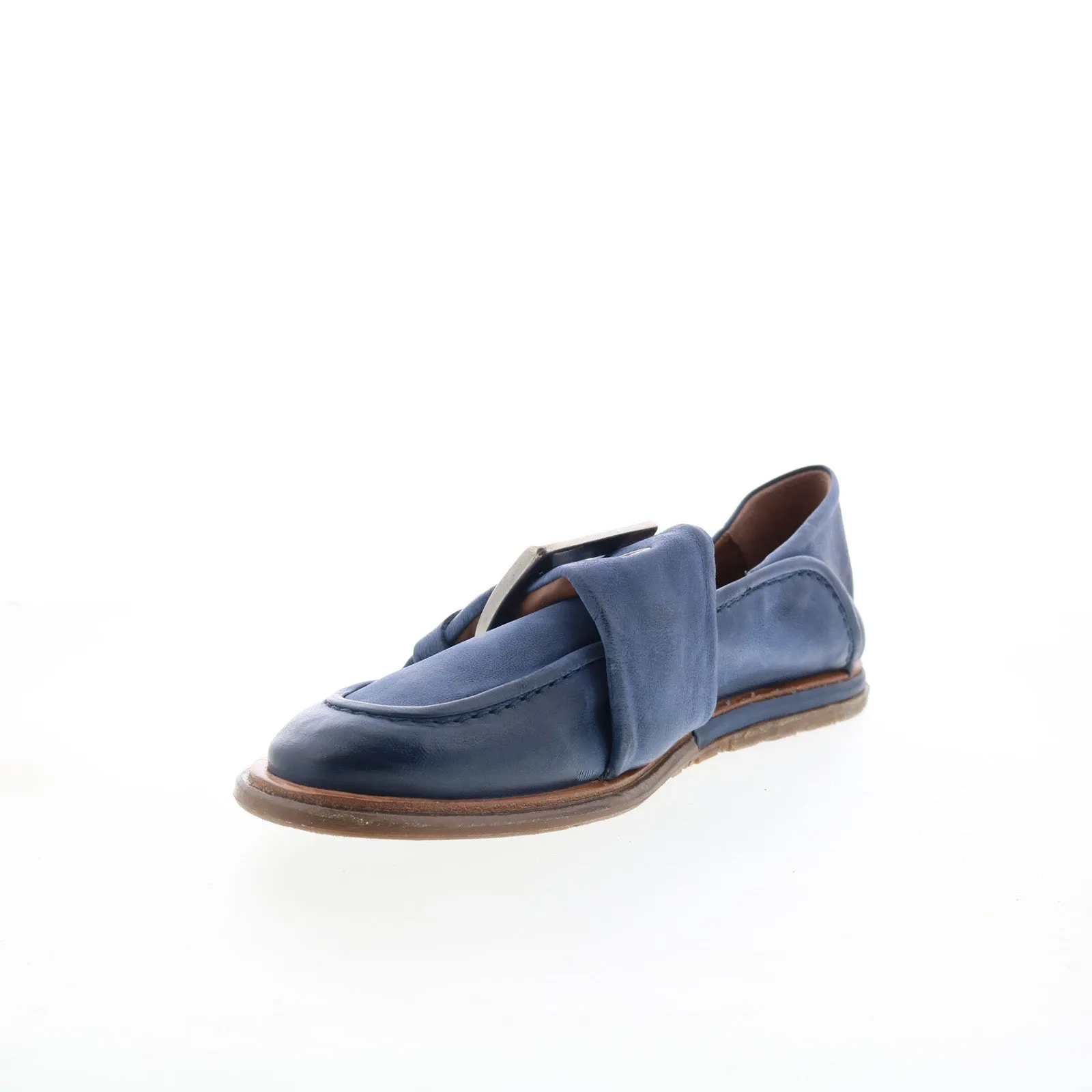 A.S. 98 Thaine Womens Blue Leather Hook & Loop Loafer Flats Shoes