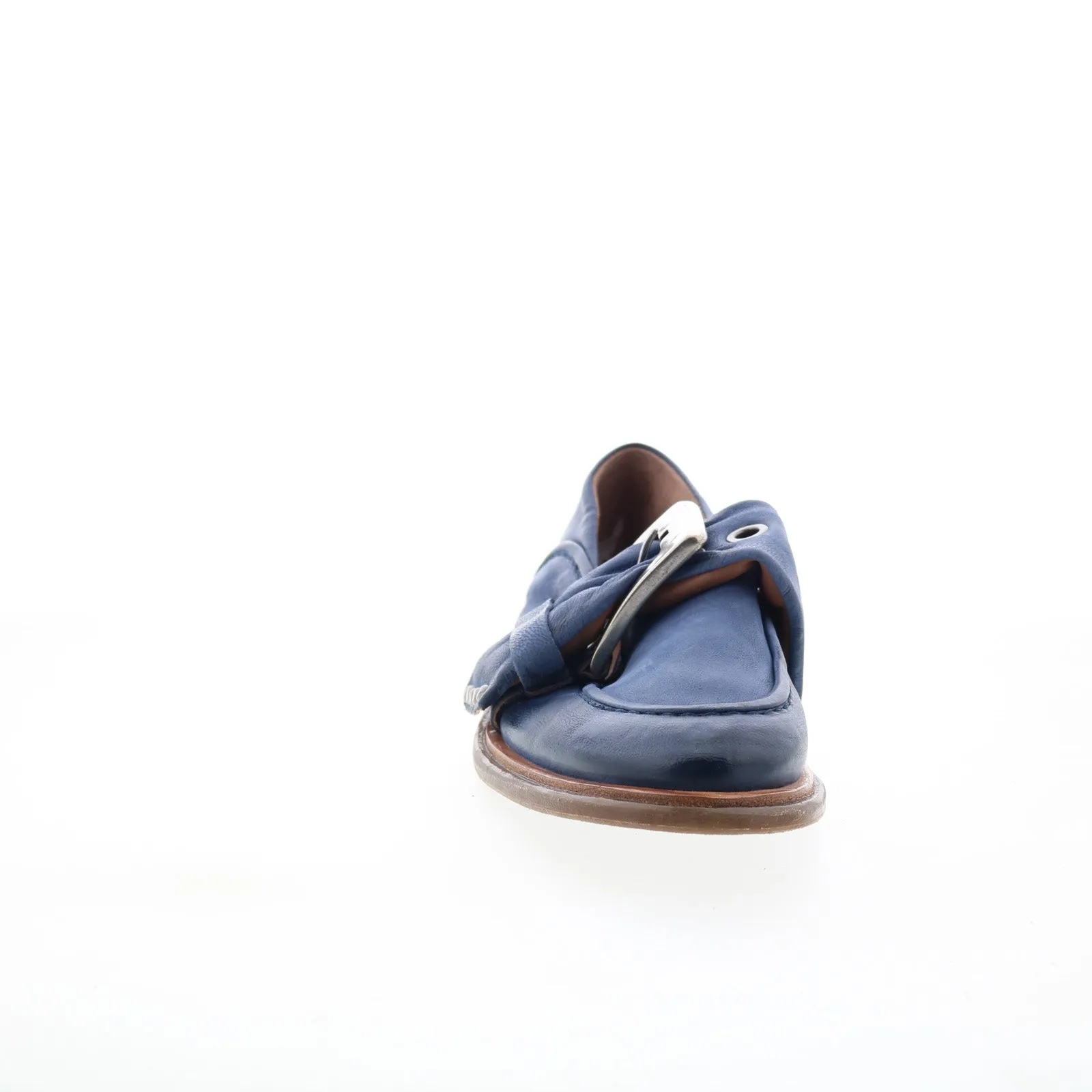 A.S. 98 Thaine Womens Blue Leather Hook & Loop Loafer Flats Shoes