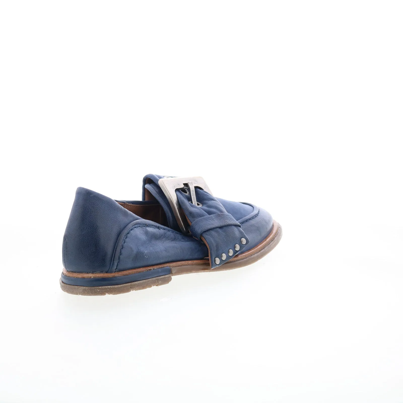 A.S. 98 Thaine Womens Blue Leather Hook & Loop Loafer Flats Shoes