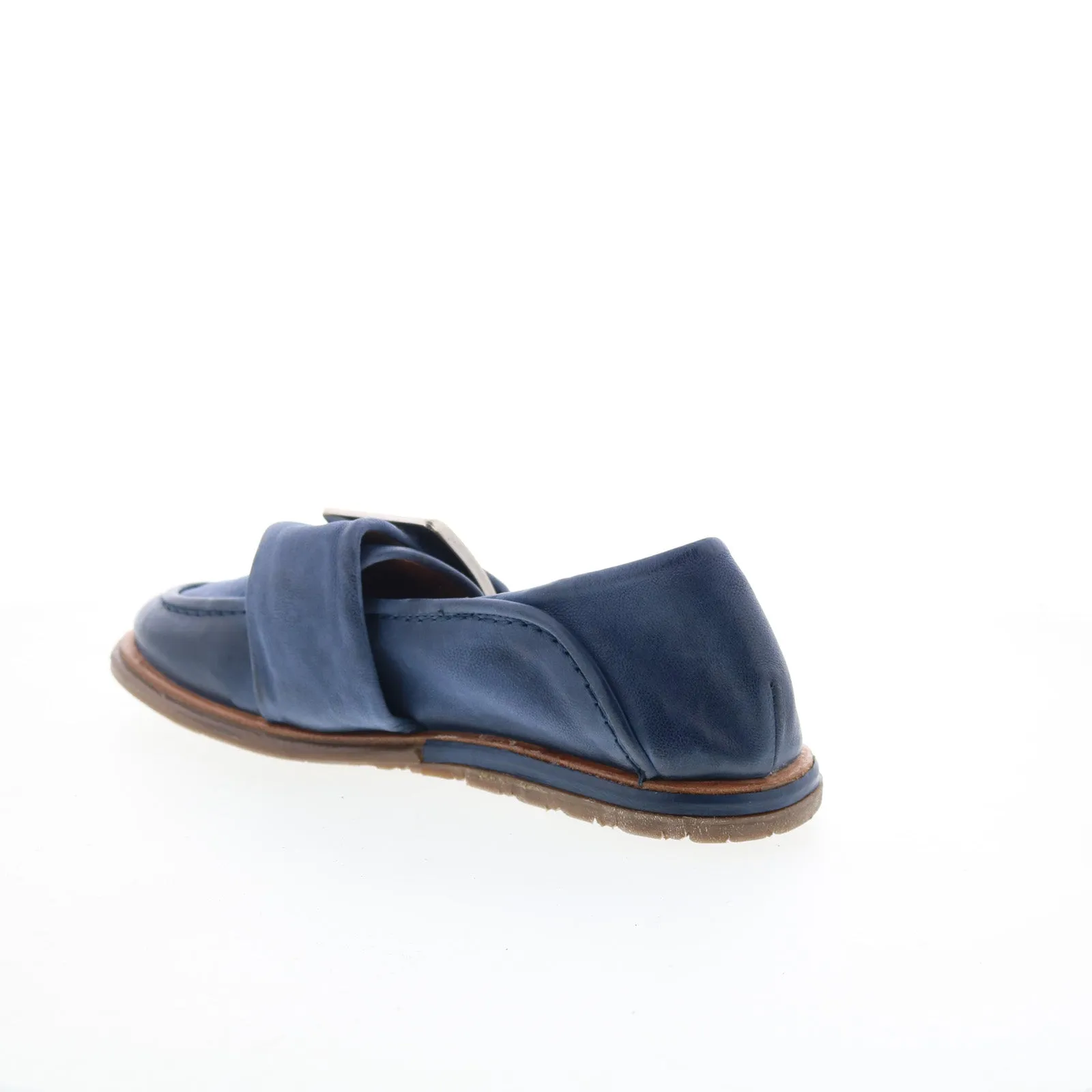 A.S. 98 Thaine Womens Blue Leather Hook & Loop Loafer Flats Shoes