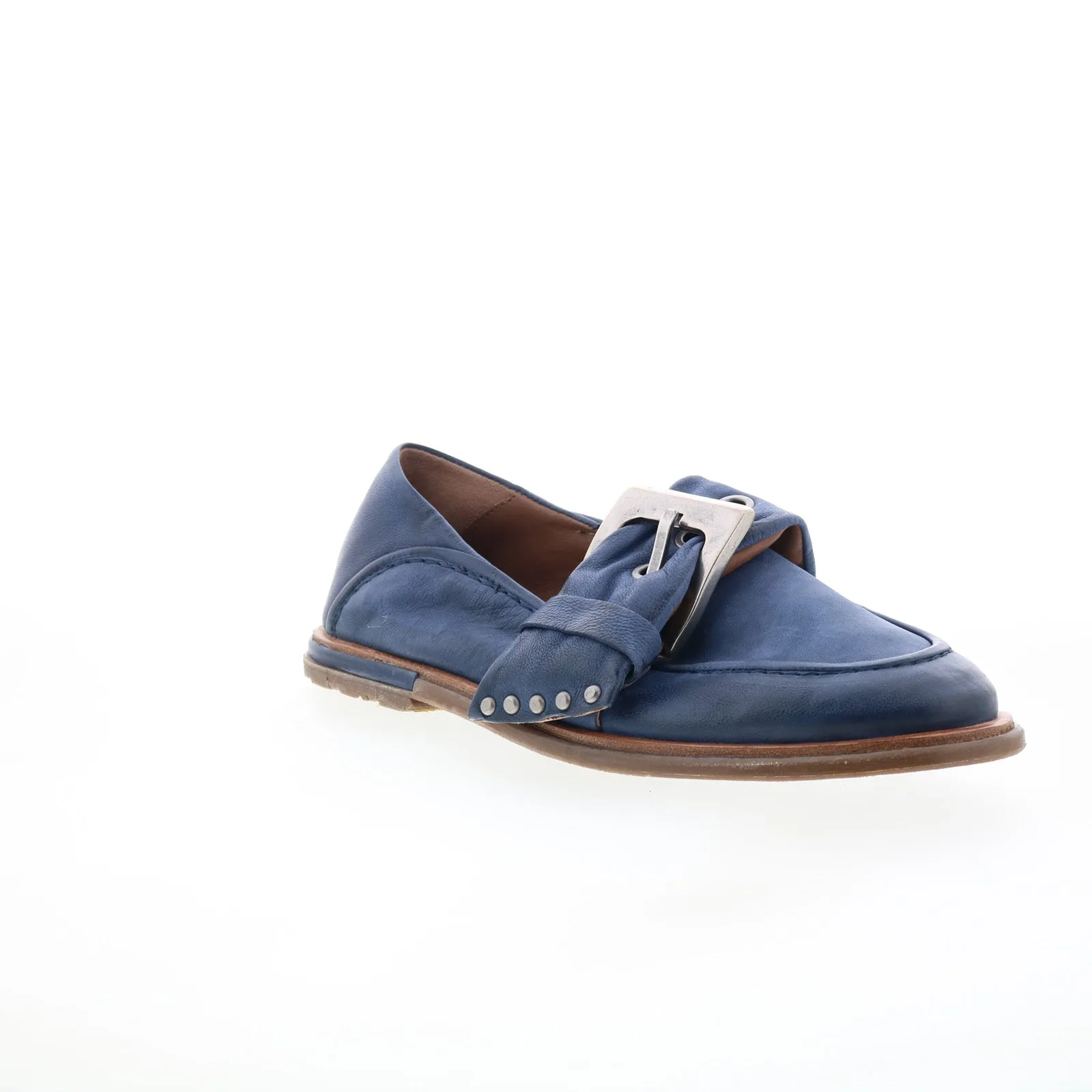 A.S. 98 Thaine Womens Blue Leather Hook & Loop Loafer Flats Shoes