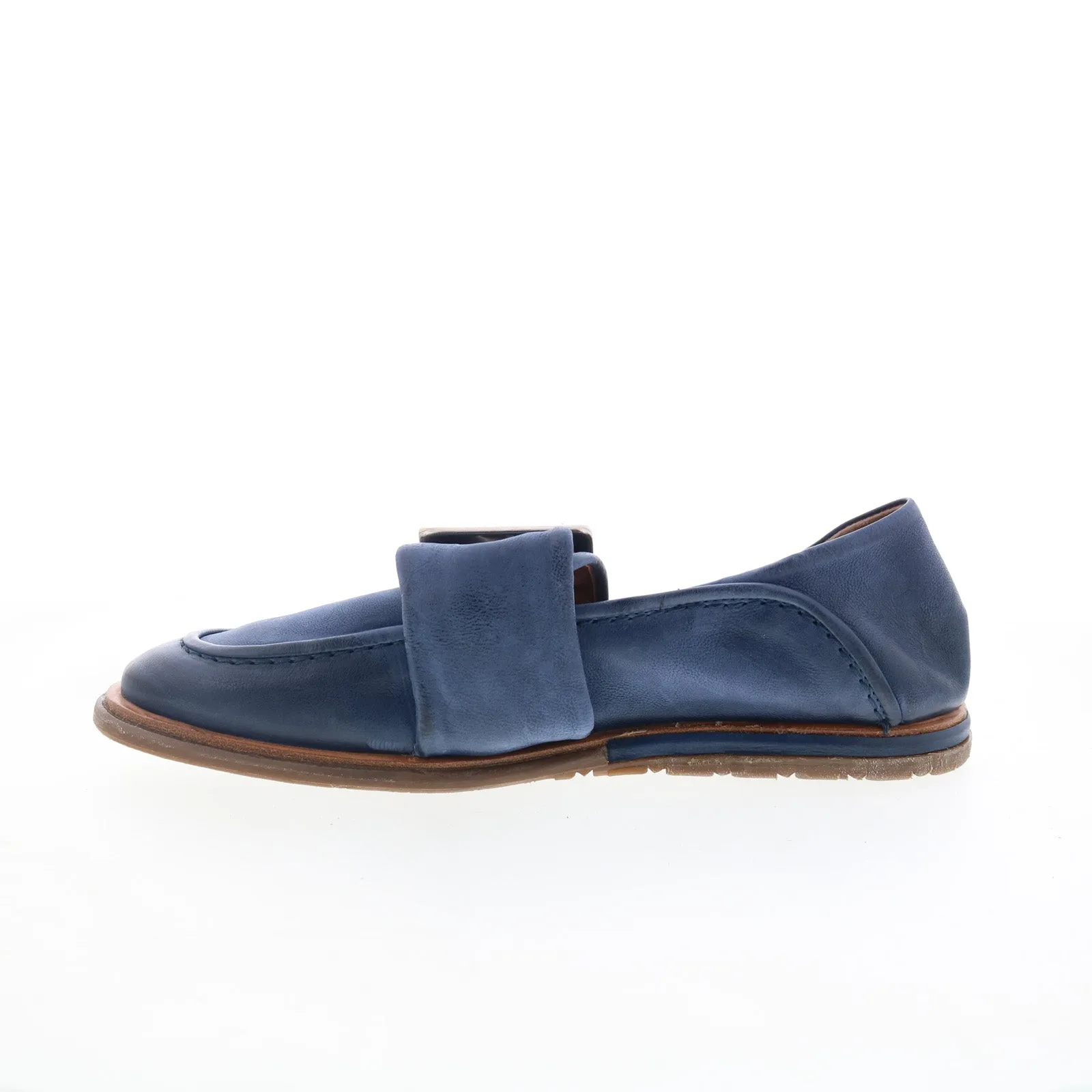 A.S. 98 Thaine Womens Blue Leather Hook & Loop Loafer Flats Shoes