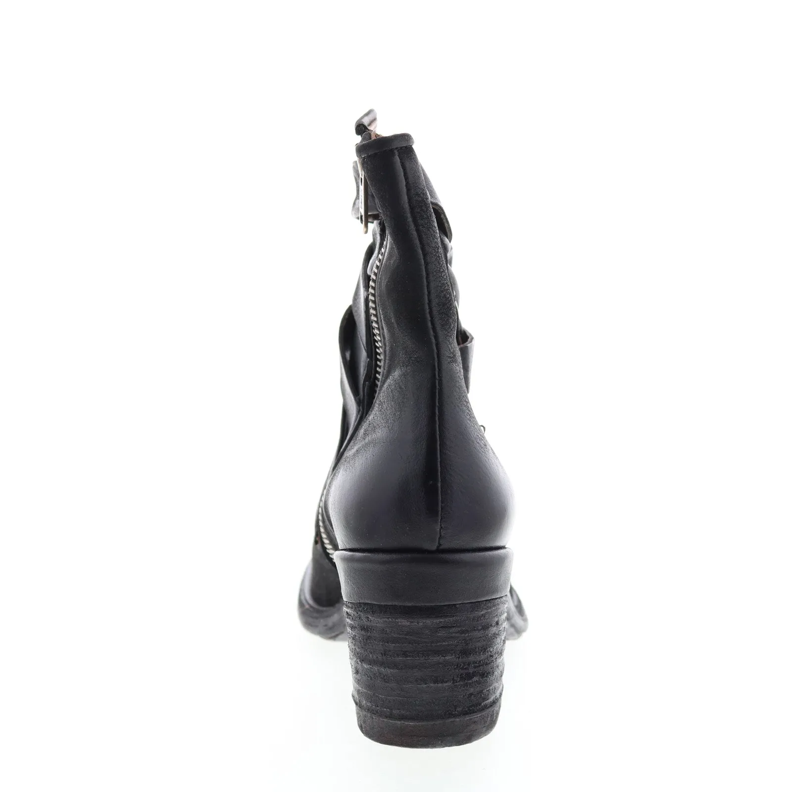 A.S.98 Jacob A24211-301 Womens Black Leather Zipper Mid Calf Boots