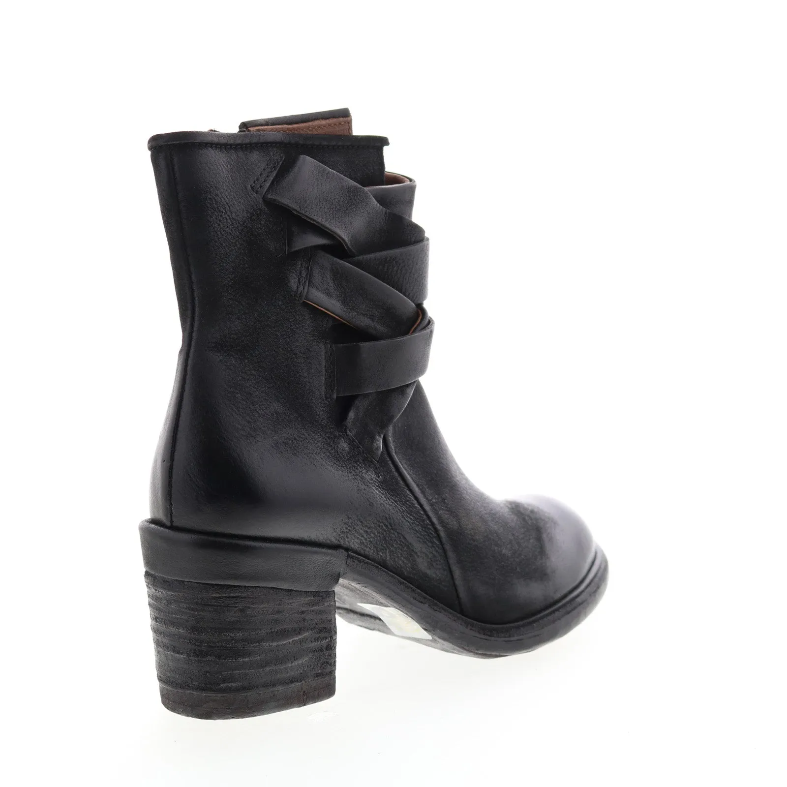 A.S.98 Jacob A24211-301 Womens Black Leather Zipper Mid Calf Boots