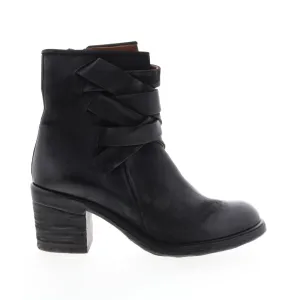 A.S.98 Jacob A24211-301 Womens Black Leather Zipper Mid Calf Boots