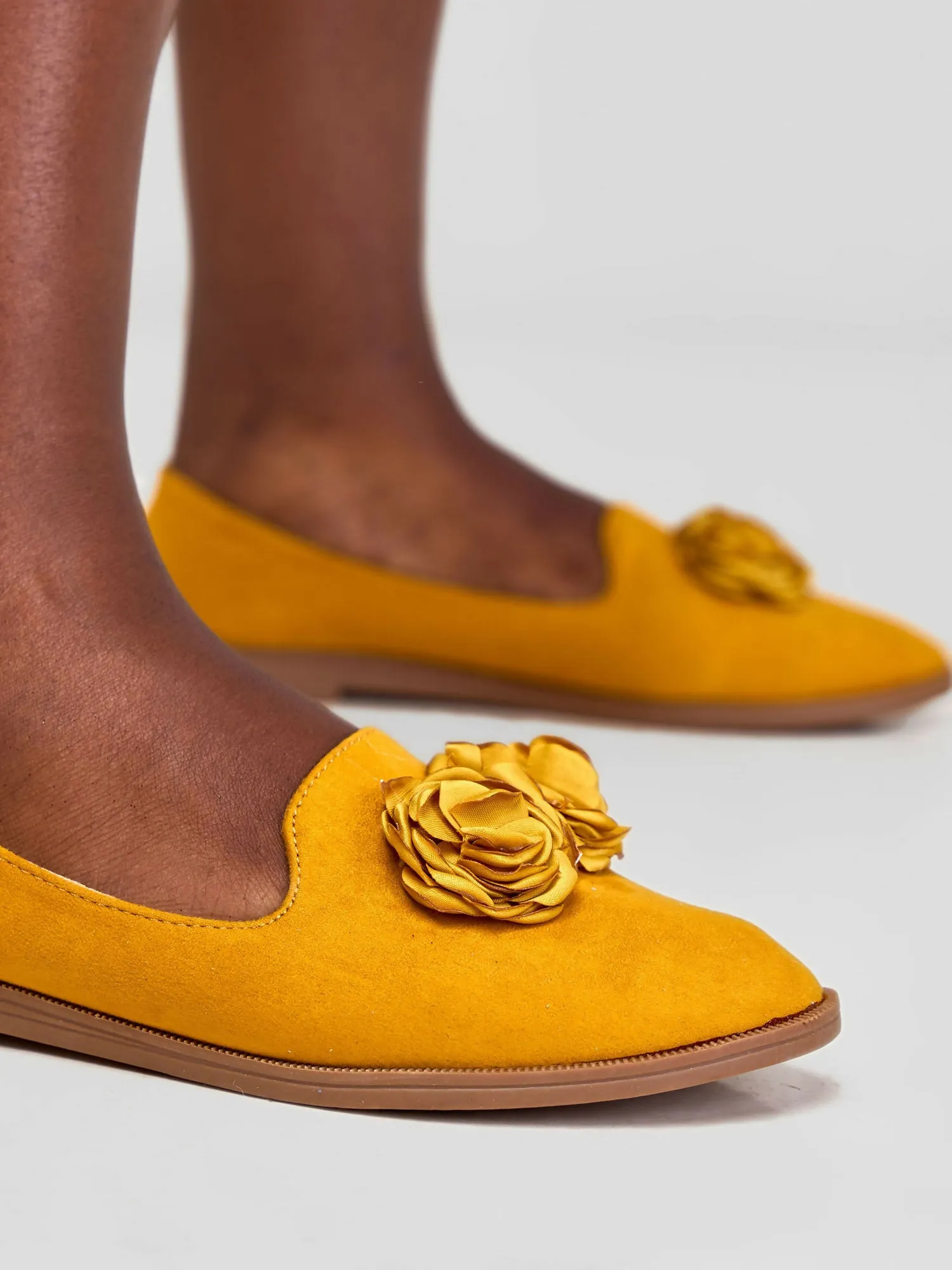 Be Unique Timeless Flowerhead Loafers- Mustard / Yellow