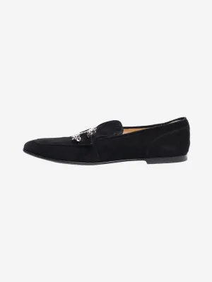 Black suede bejewelled loafers - size EU 37.5