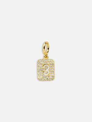 Block Pavé Number Cluster Charm - 3