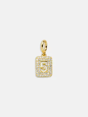 Block Pavé Number Cluster Charm - 5