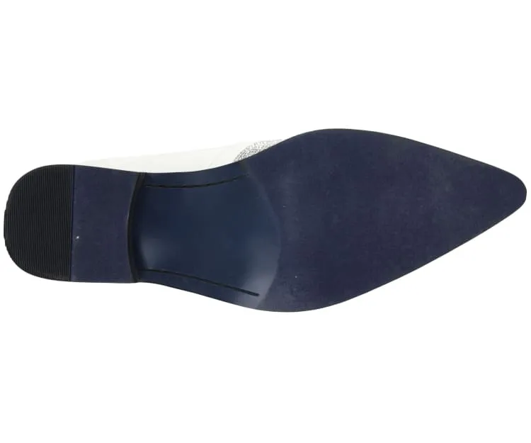 Bolano Dezzy White Rhinestone Men’s Suede Tuxedo Slippers