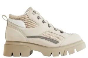 Brunello Cucinelli Women's Monili Suede and Mesh Booties In Lamb