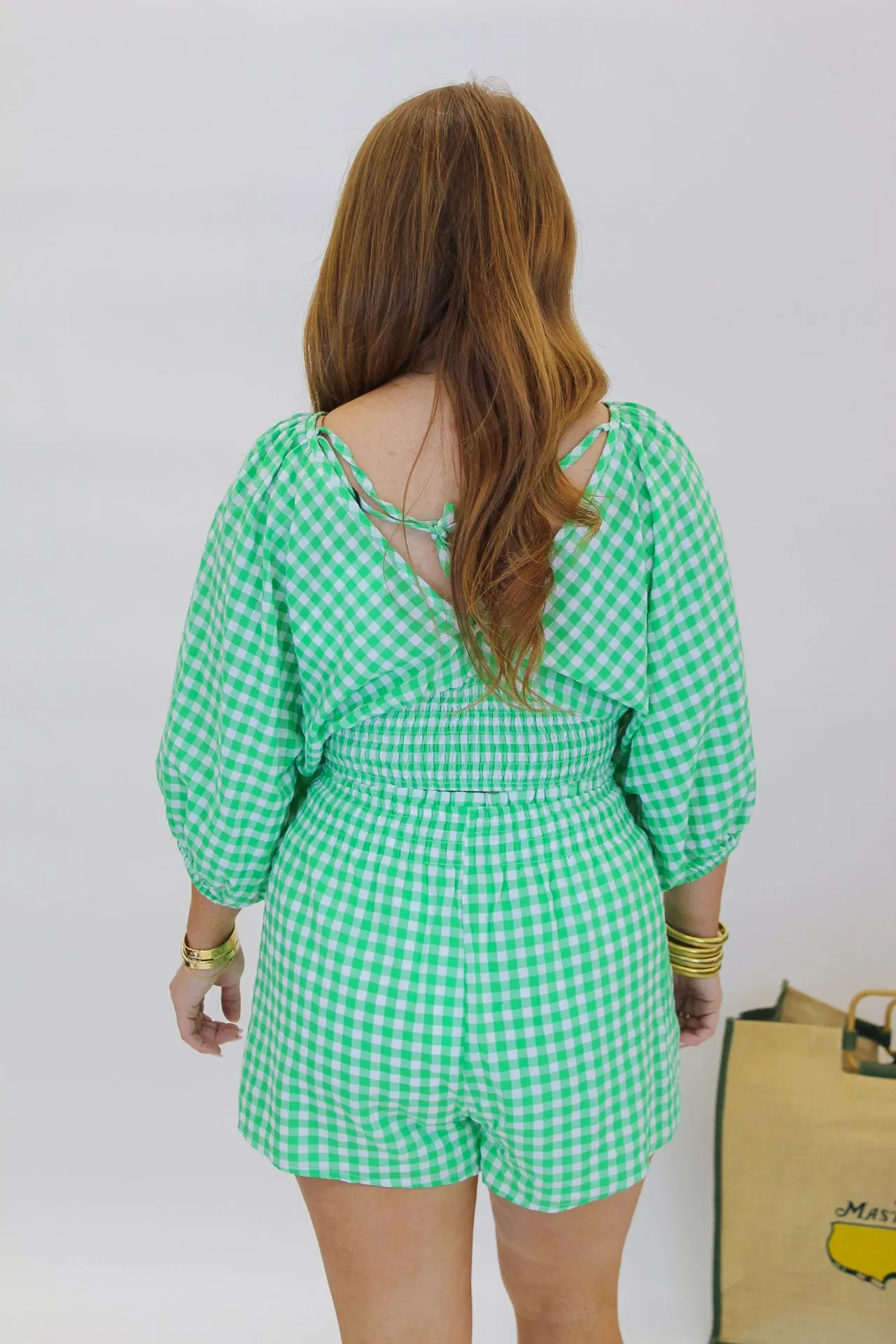 Chipper Gingham Top & Bottom Set - Green