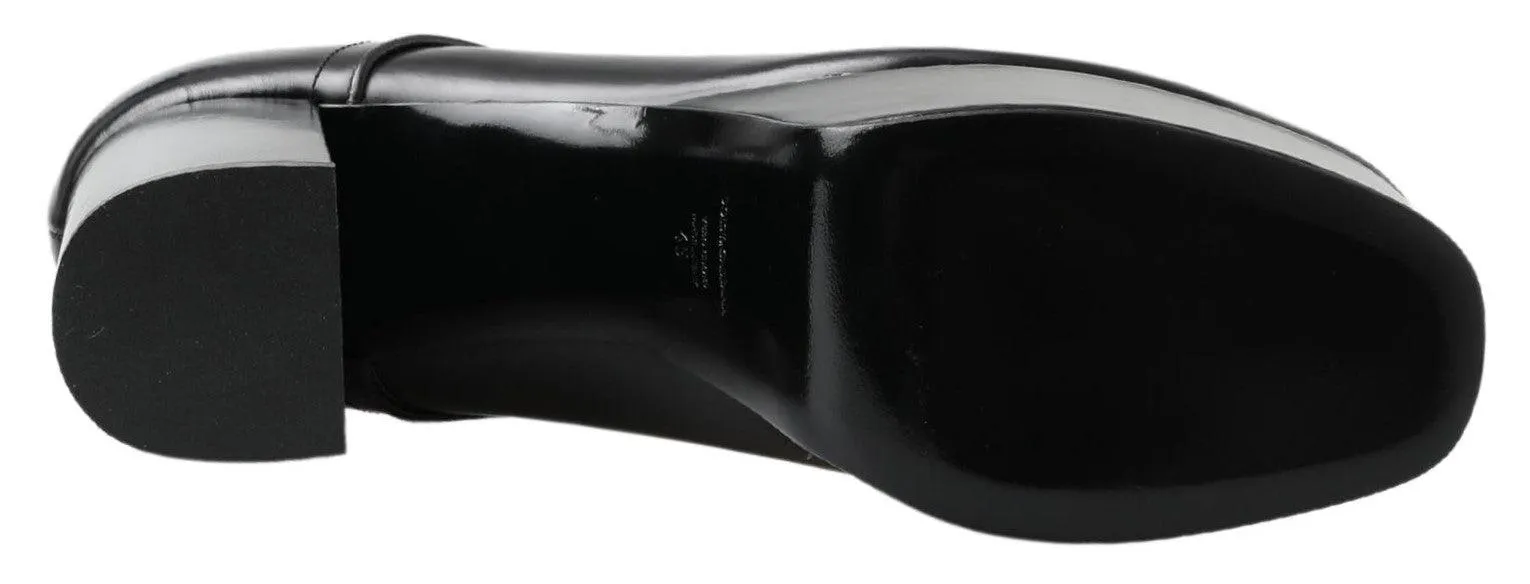 Dolce & Gabbana Black Leather Lace Up High Heels Derby Shoes