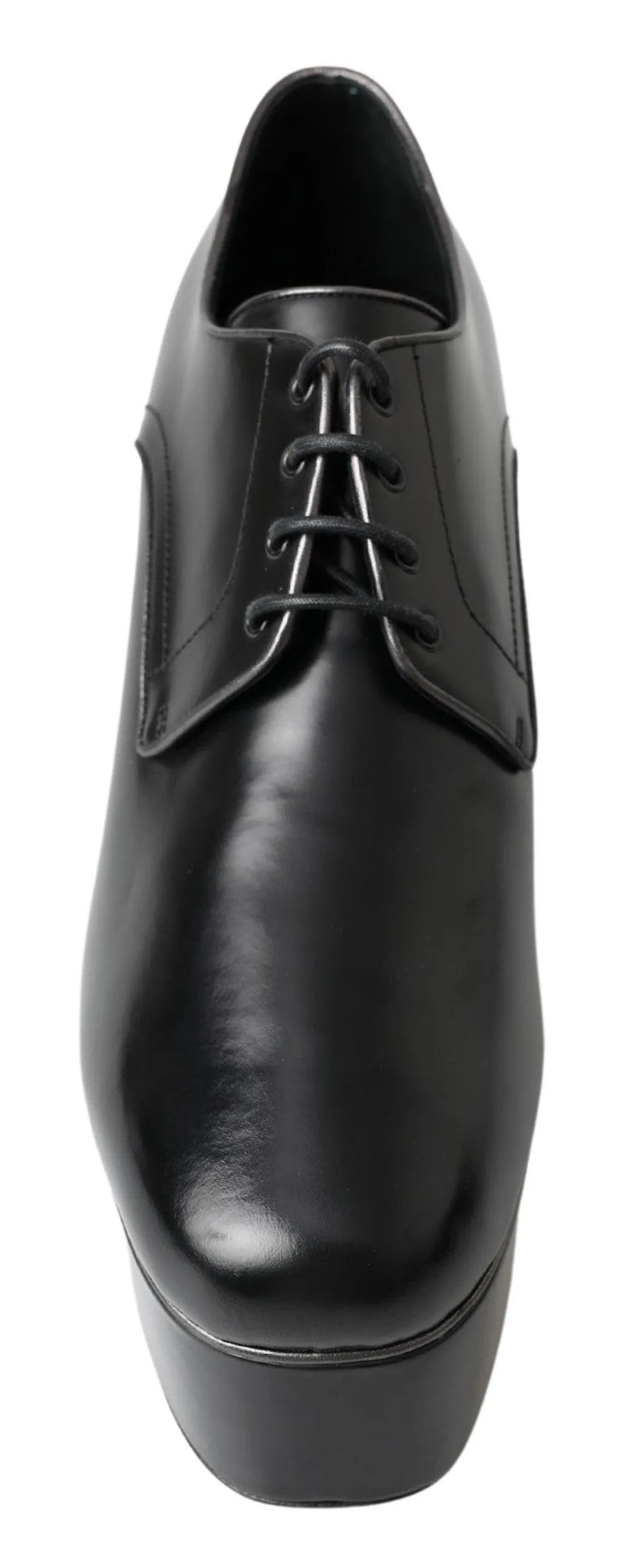 Dolce & Gabbana Black Leather Lace Up High Heels Derby Shoes