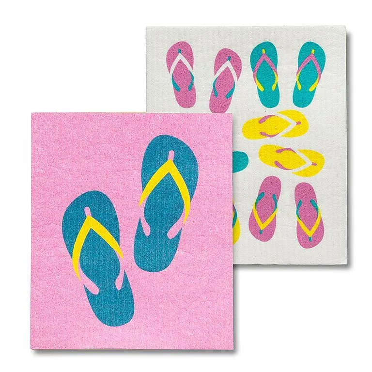 Flip Flops Swedish Dish Cloths Set 2