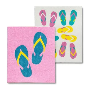 Flip Flops Swedish Dish Cloths Set 2