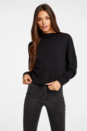 Gauzy Cotton Funnel Neck Drop Shoulder Dolman Tee