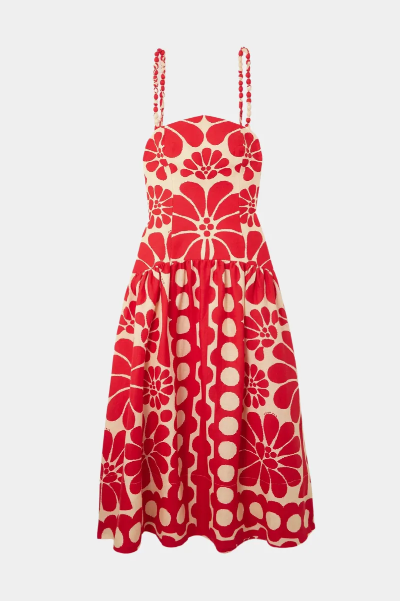 lisabeth Floral Spaghetti Maxi Dress In Red