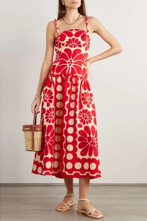 lisabeth Floral Spaghetti Maxi Dress In Red