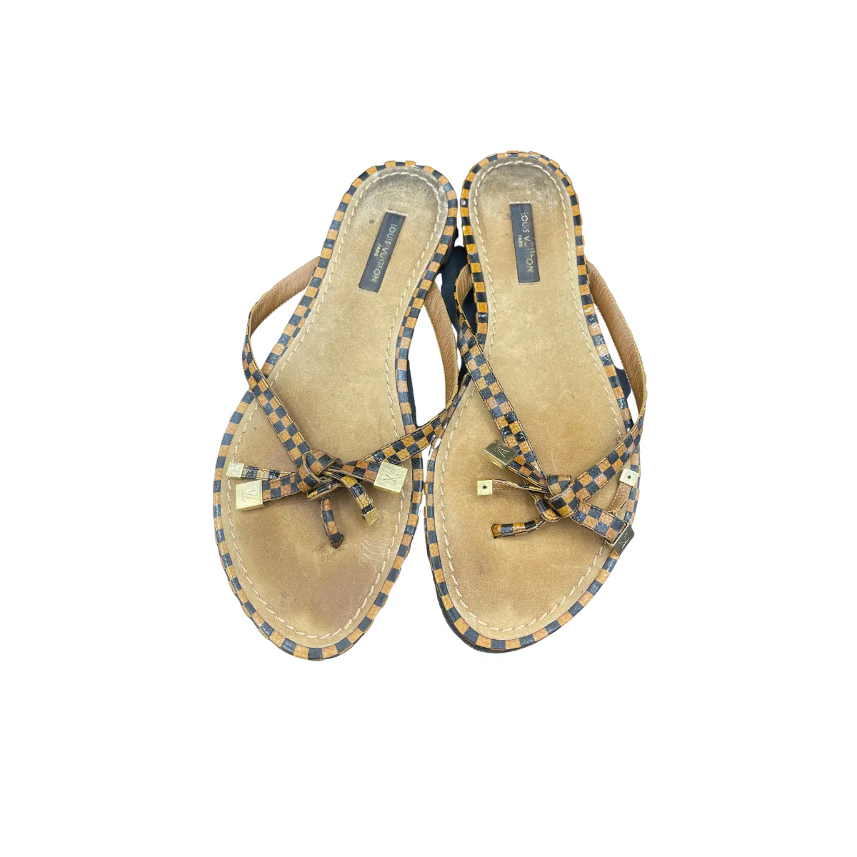 Louis Vuitton Flip Flops Checked Pattern
