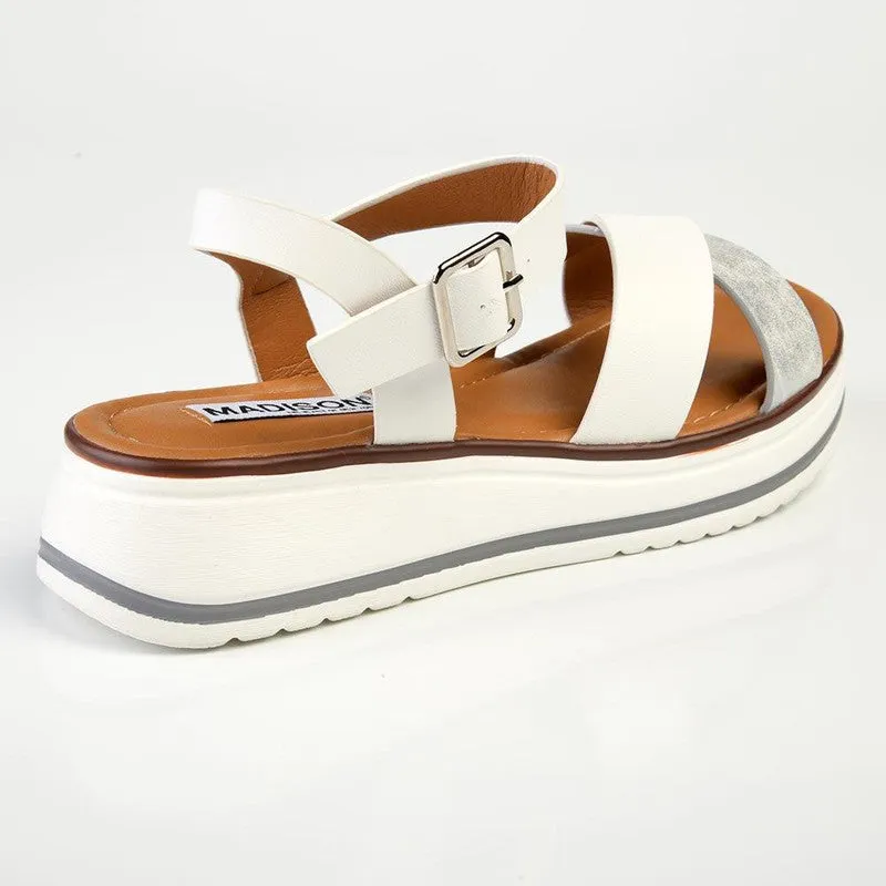 Madison Jacklynn Crossover Footbed Sandal - White