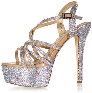 Marc Defang METTE AB CRYSTAL Platform Pageant High Heel Prom Shoes Formal