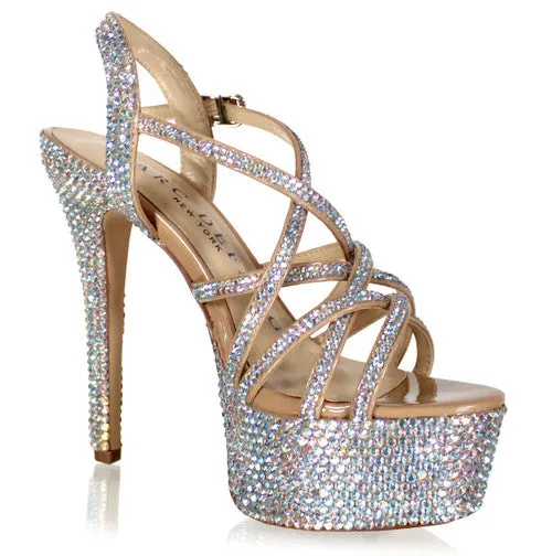 Marc Defang METTE AB CRYSTAL Platform Pageant High Heel Prom Shoes Formal