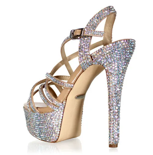 Marc Defang METTE AB CRYSTAL Platform Pageant High Heel Prom Shoes Formal