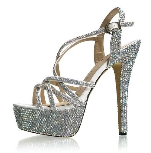 Marc Defang METTE AB CRYSTAL Platform Pageant High Heel Prom Shoes Formal