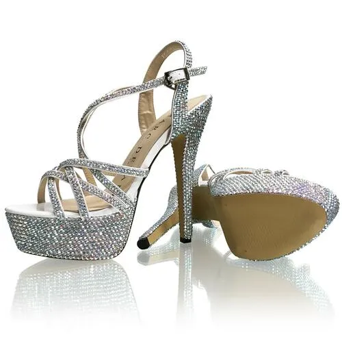 Marc Defang METTE AB CRYSTAL Platform Pageant High Heel Prom Shoes Formal