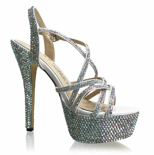 Marc Defang METTE AB CRYSTAL Platform Pageant High Heel Prom Shoes Formal